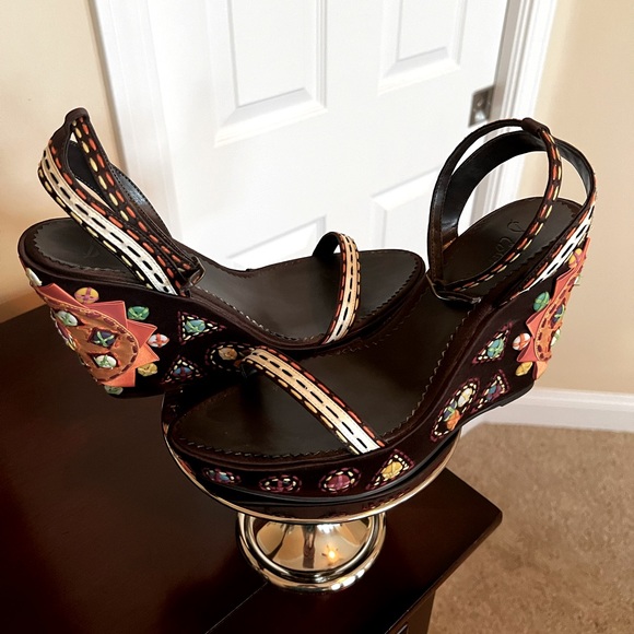 Sam Edelman Shoes - Sam Edelman Brown & Orange Boho Button Embellished Platform Sandals. 8.5M